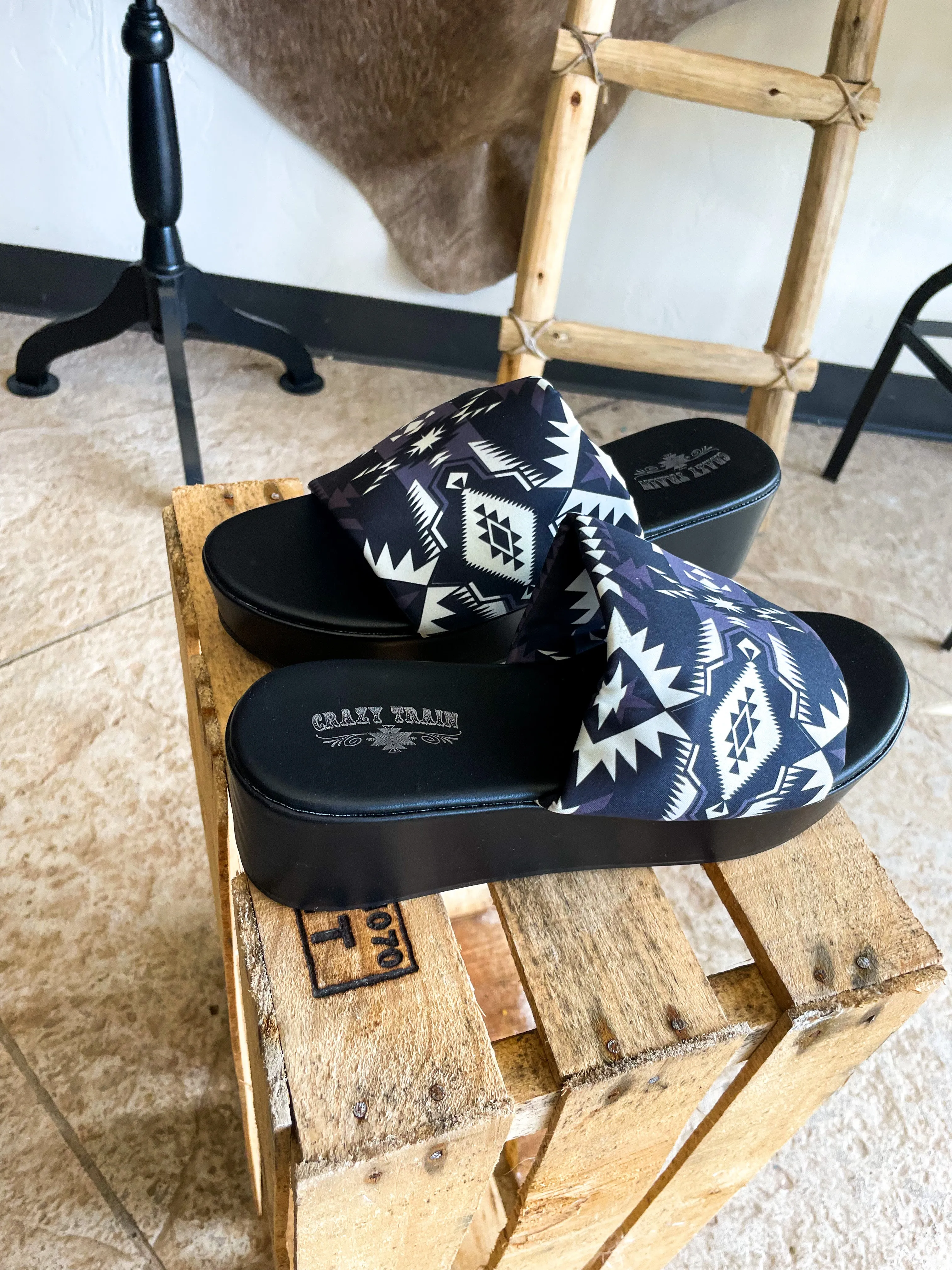 90's Aztec Platform Sandals