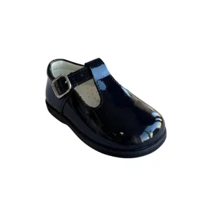 Andanines Navy Patent T Bar Shoes