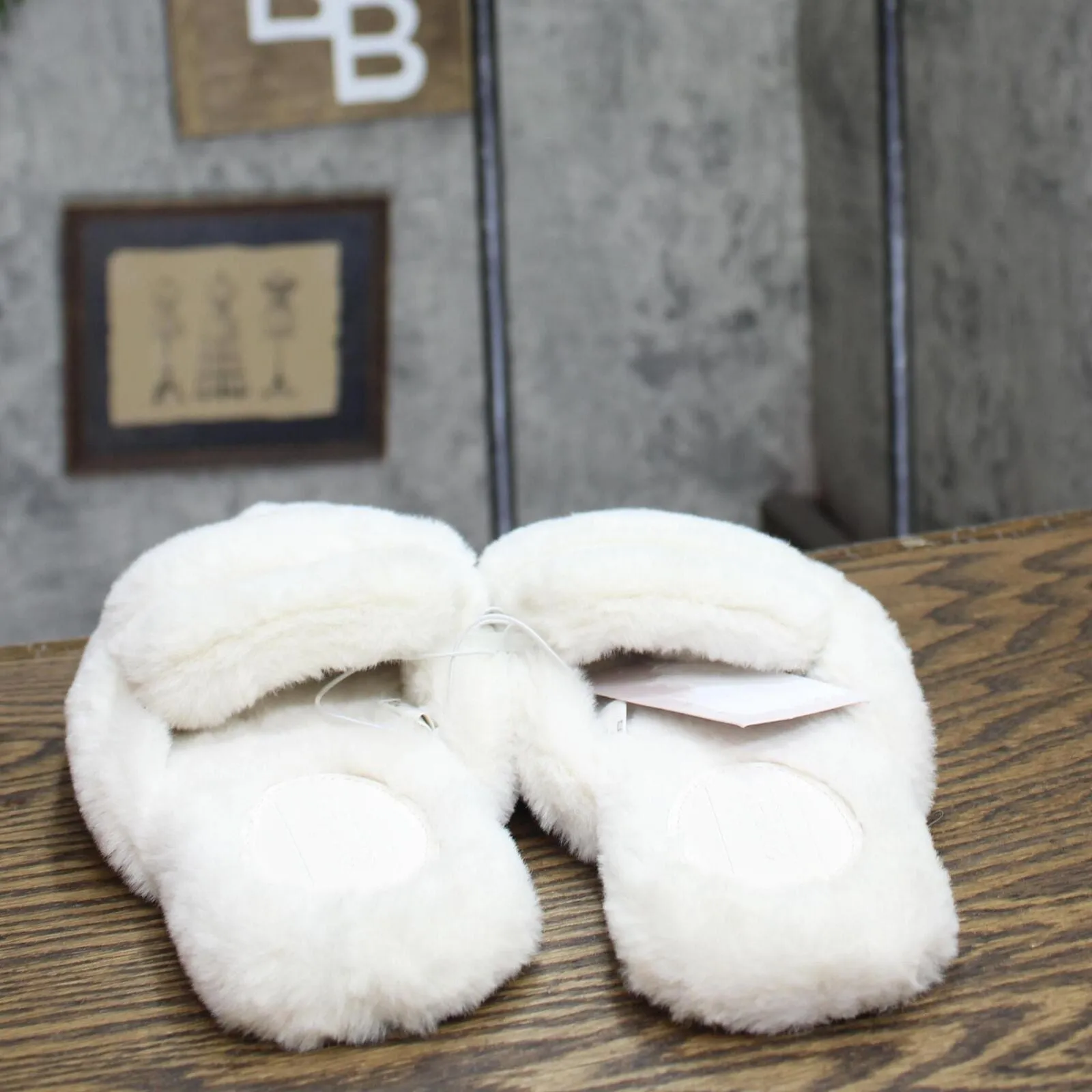 Auden Womens Astoria Faux Fur Loafer Slippers 91315670 Ivory Off White 8M