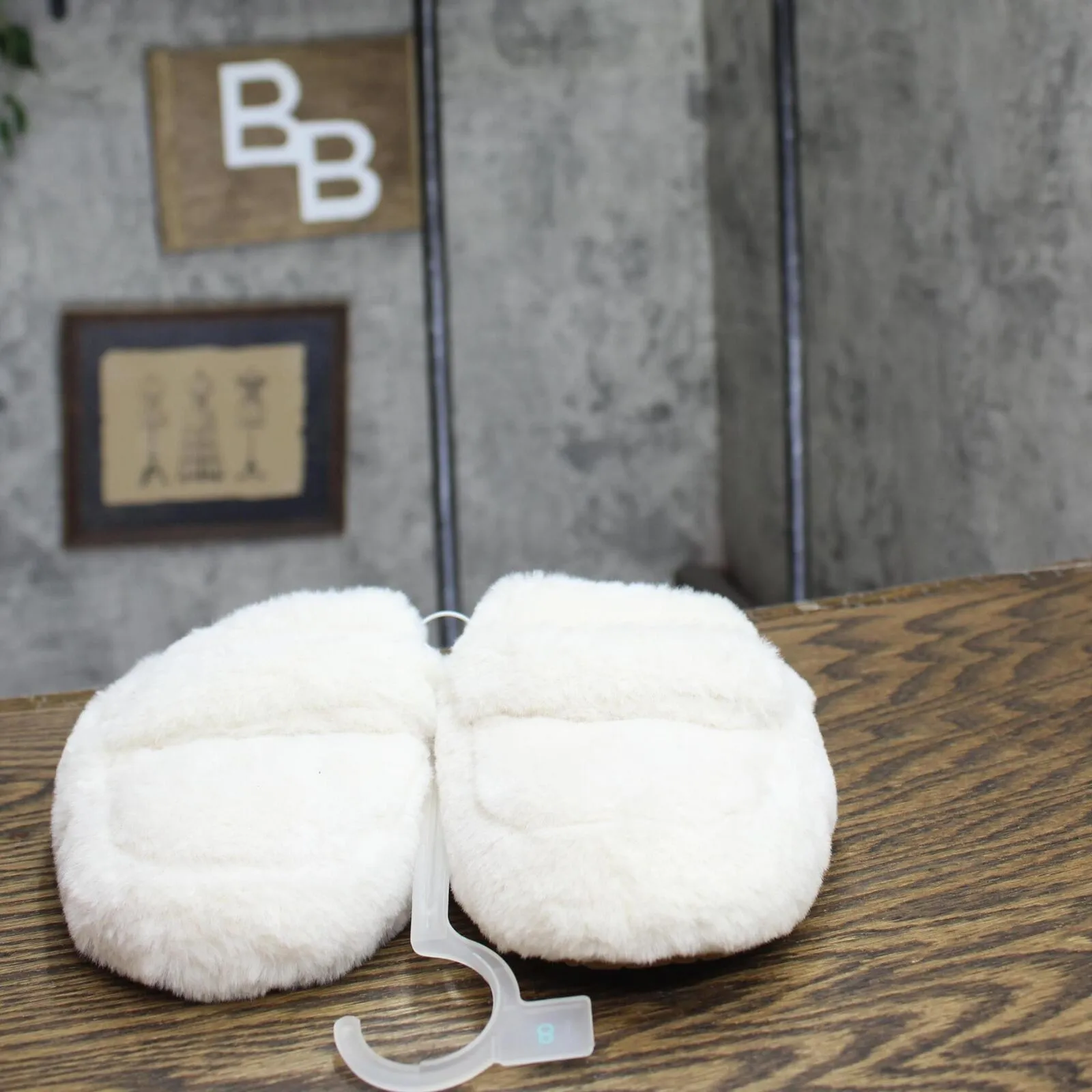 Auden Womens Astoria Faux Fur Loafer Slippers 91315670 Ivory Off White 8M