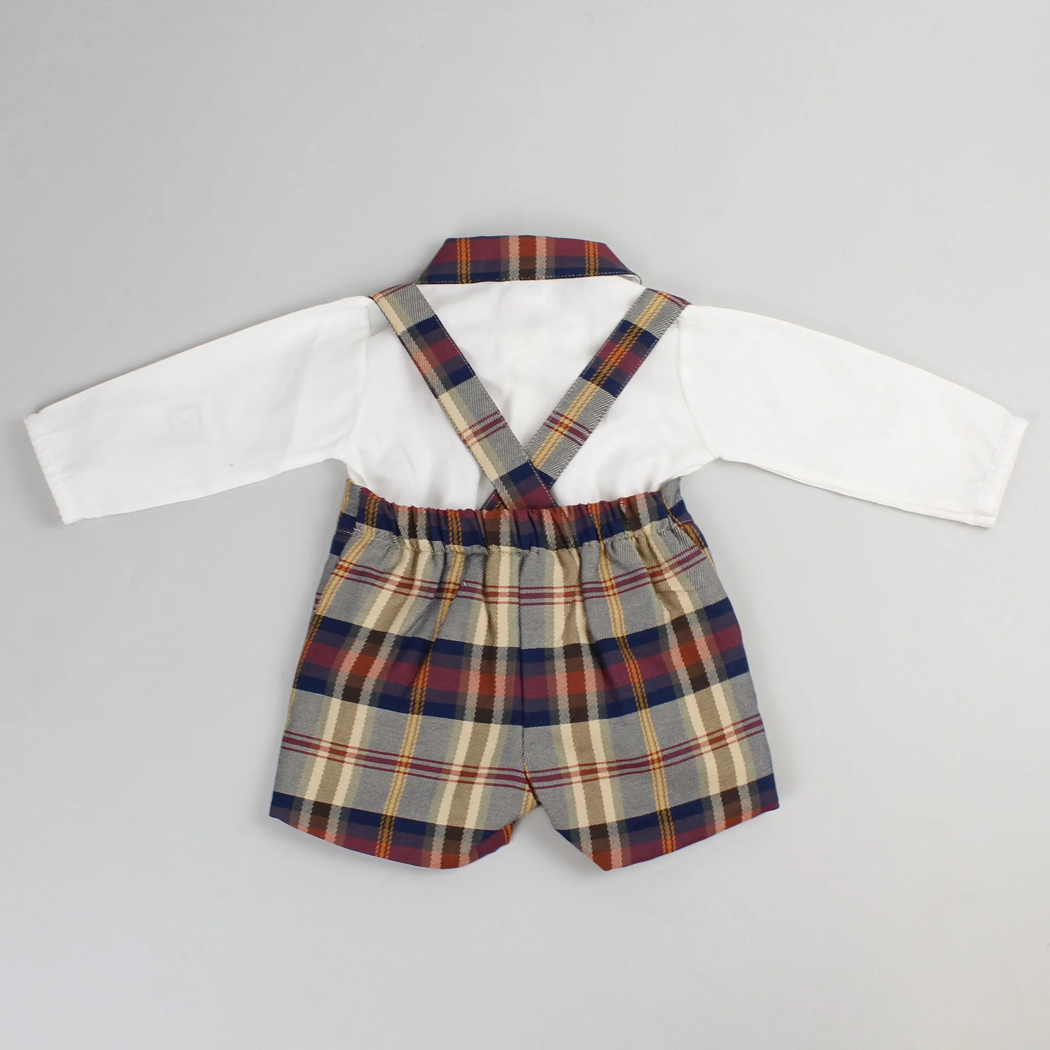 Baby Boys Tartan Two Piece Outfit - Shirt and Short Set - Pex Rafael