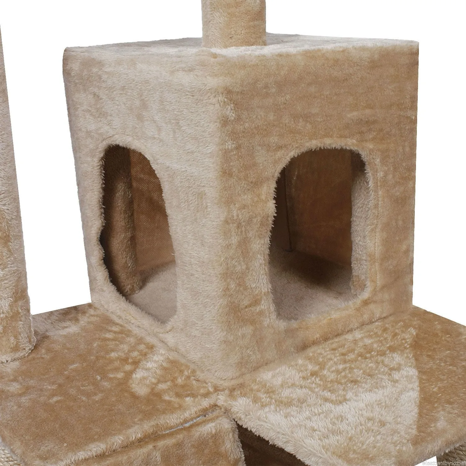Beige 52 Inch Large Cat Tree Condo Post Hammock Pet Play House