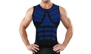 Block Print Men's Sleeveless Compression Shirts  Athletic Compression Tops Dry Workout Shirt With Targeted Compression