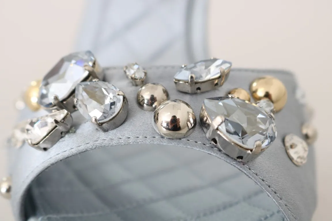 Blue Silk Crystal Studded Sandal