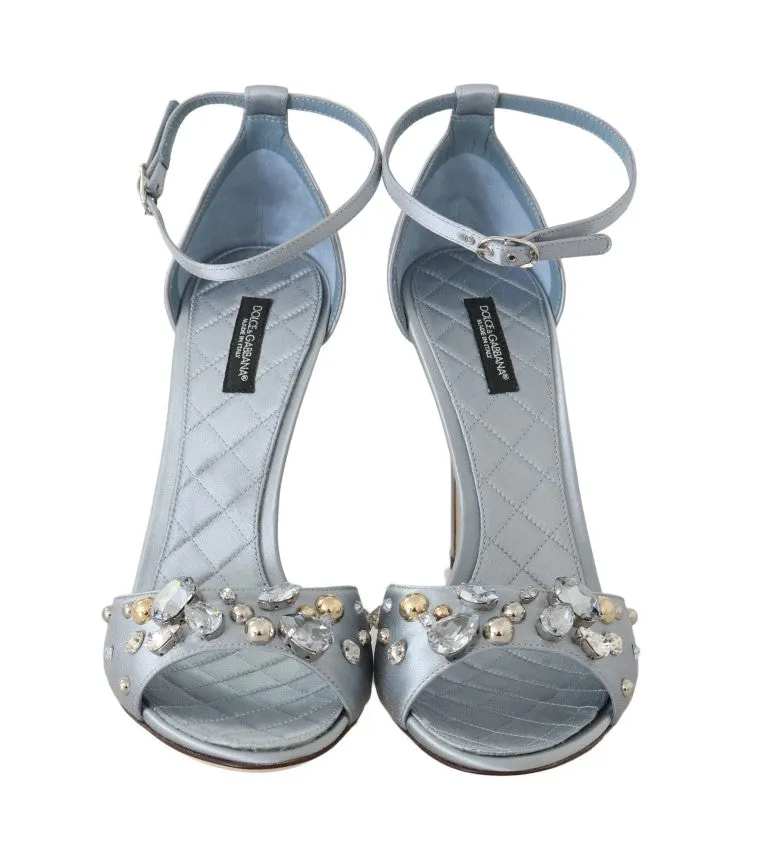 Blue Silk Crystal Studded Sandal