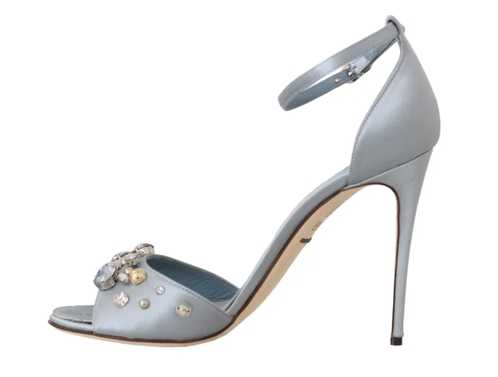 Blue Silk Crystal Studded Sandal