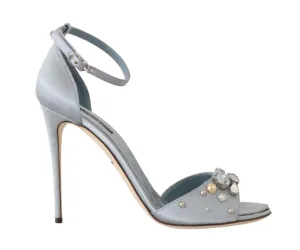 Blue Silk Crystal Studded Sandal