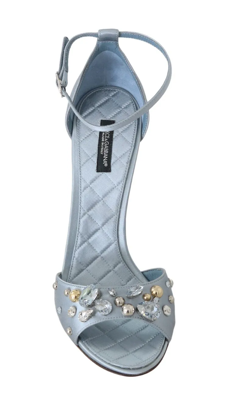 Blue Silk Crystal Studded Sandal