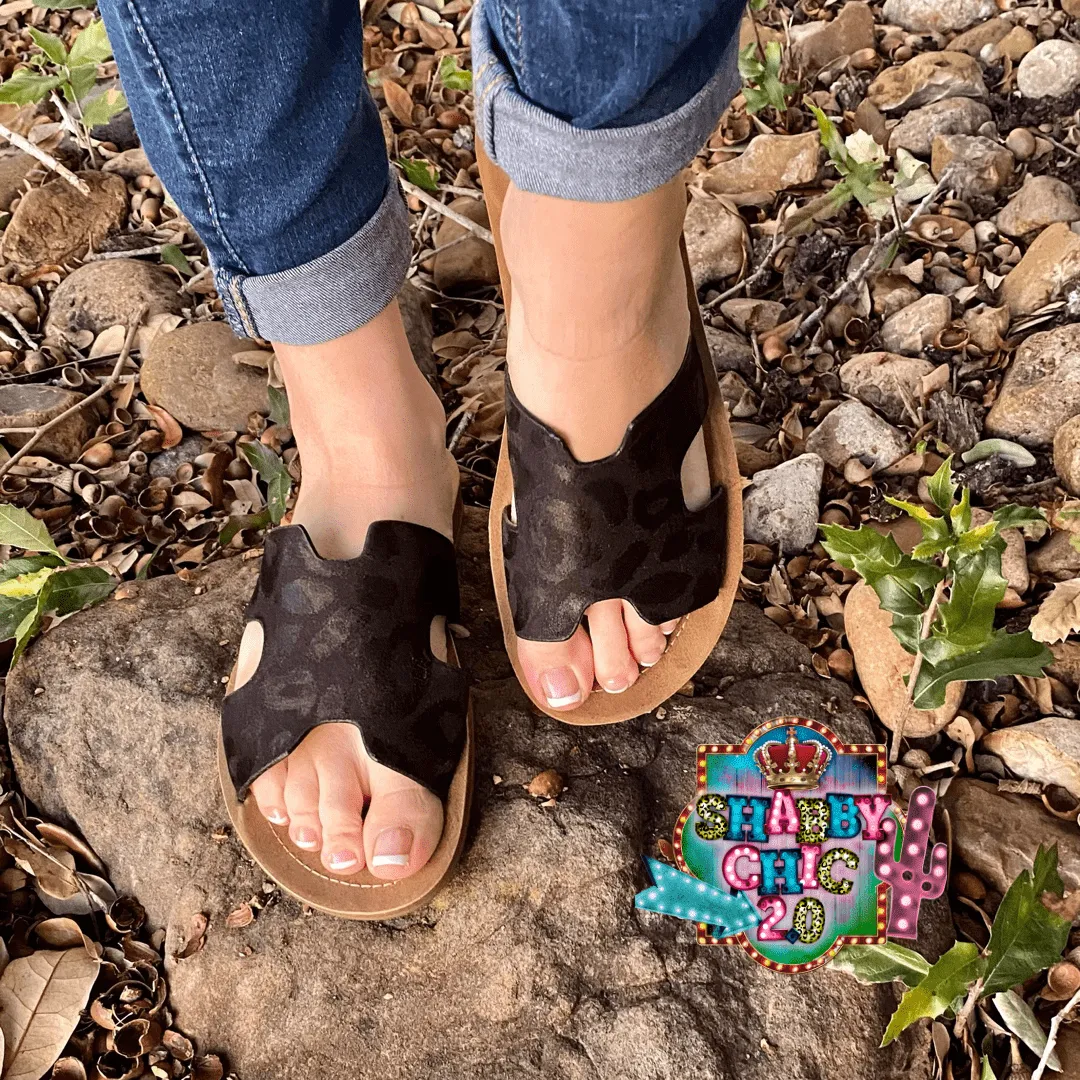 Bogalusa Black/Leopard Sandals