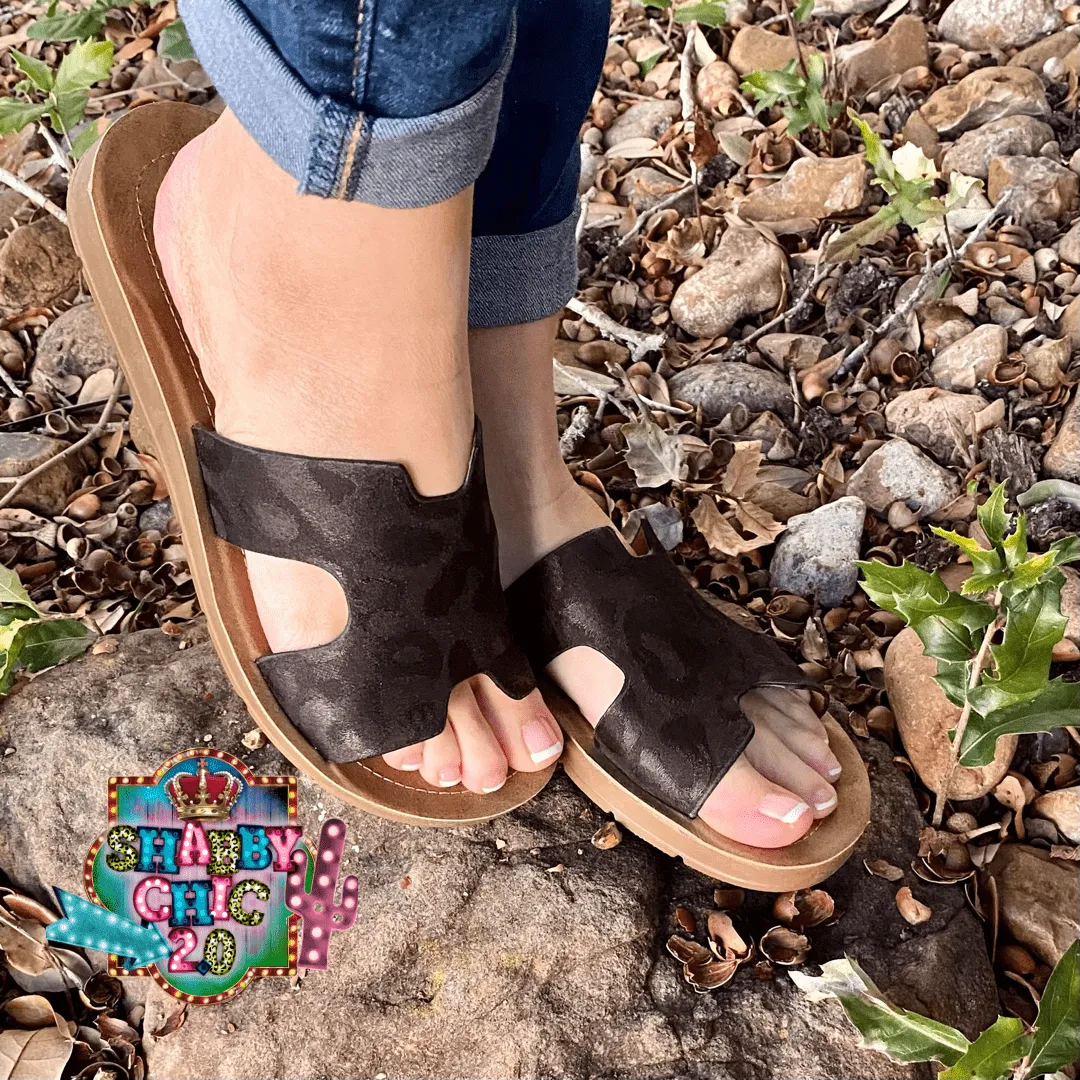 Bogalusa Black/Leopard Sandals