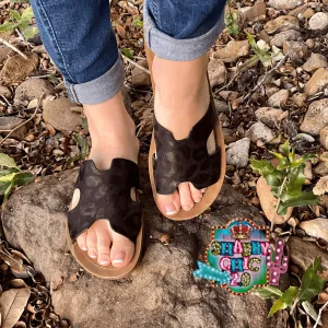 Bogalusa Black/Leopard Sandals