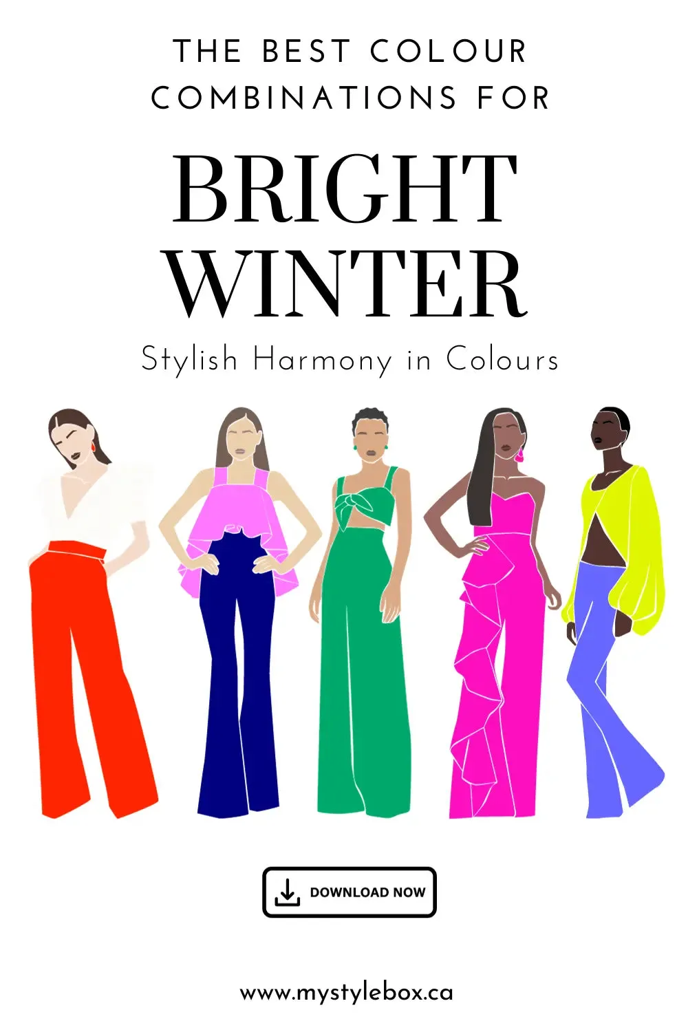Bright Winter Season Digital Color Palette and Color Combinations Bundle