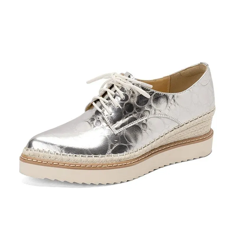 British Style  High Platform Lace-Up Women's Pumps