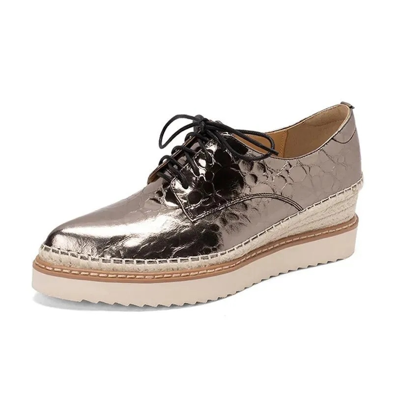British Style  High Platform Lace-Up Women's Pumps