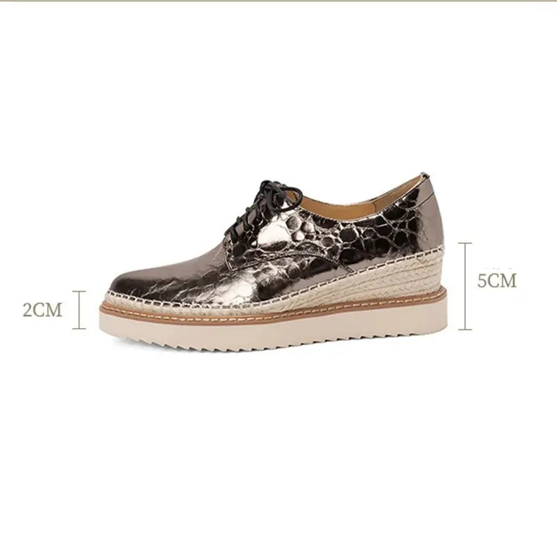 British Style  High Platform Lace-Up Women's Pumps
