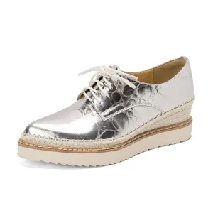 British Style  High Platform Lace-Up Women's Pumps