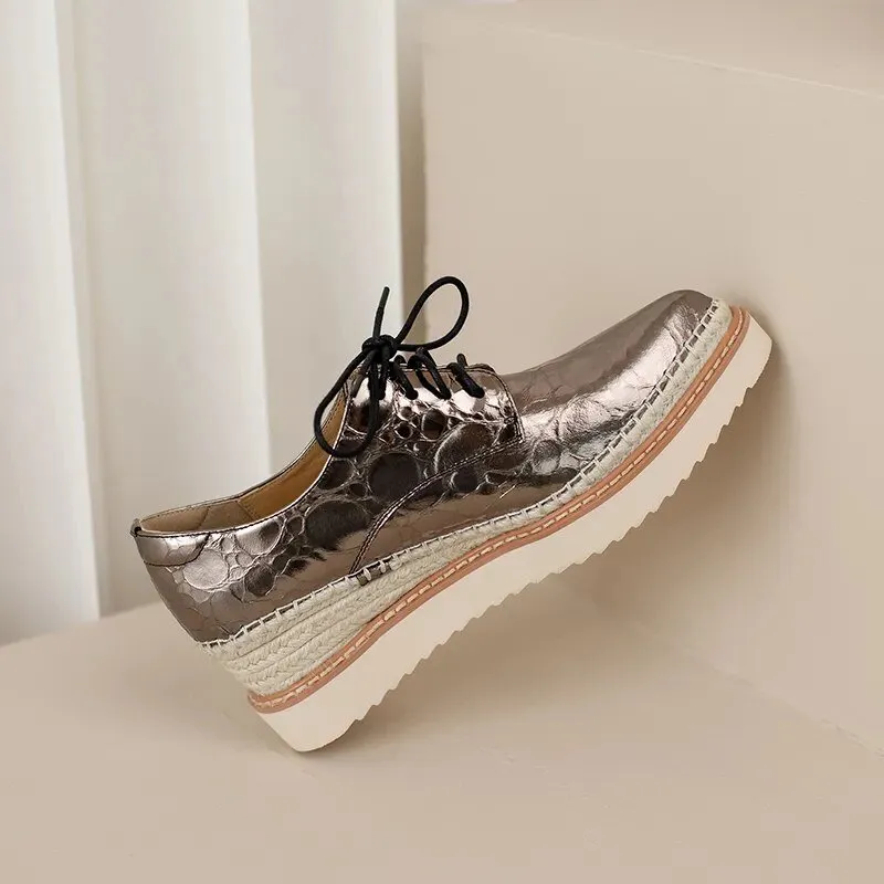 British Style  High Platform Lace-Up Women's Pumps