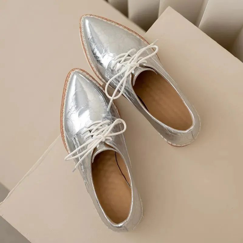 British Style  High Platform Lace-Up Women's Pumps