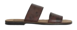 Brown Leather Pattern Sandals Shoes