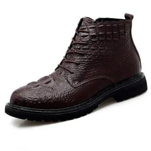 Business Men Boots Elite Men's Shoes Crocodile Texture Fur