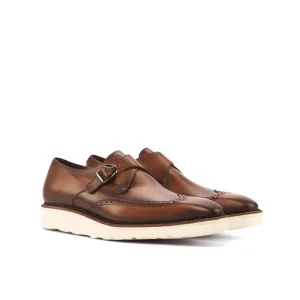 Casual Burnished Brown Single Monk Shoes
