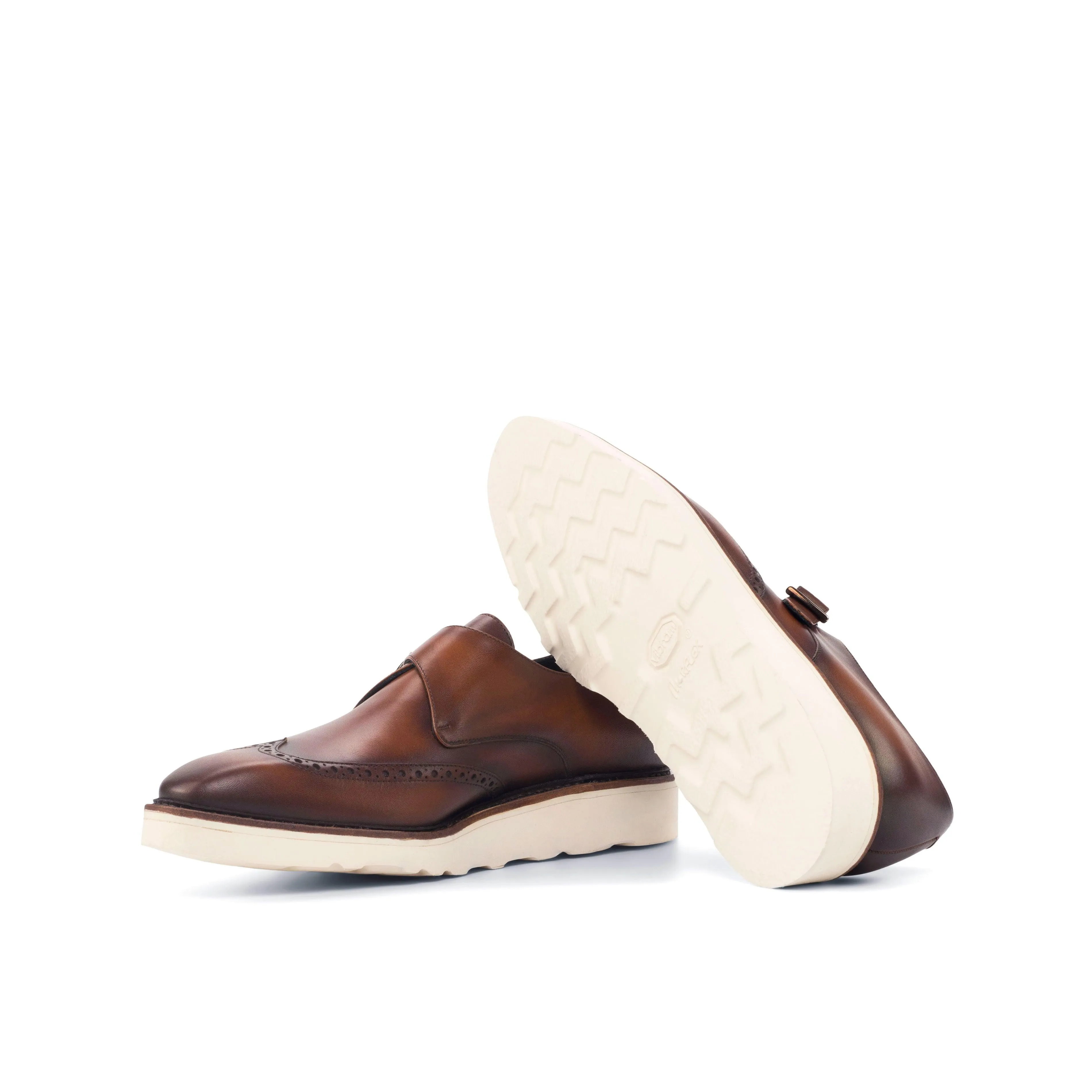 Casual Burnished Brown Single Monk Shoes