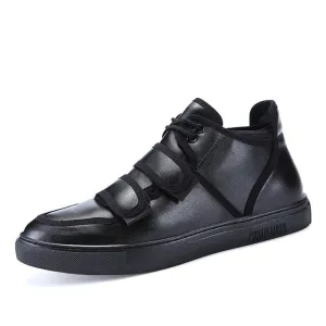 Casual Shoes For Men Hook&Loop Utility Men Leather Skateboarding Shoes Low Comfortable Sneakers Men Red