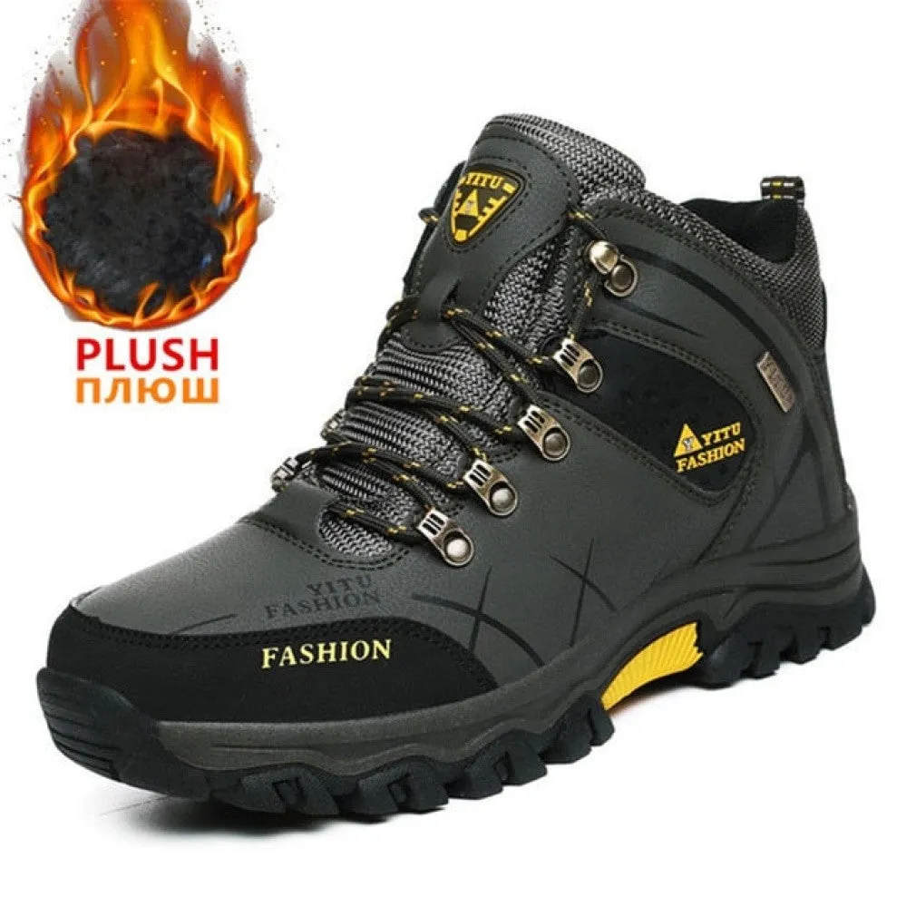 ContiNent 33 Men Winter Snow Boots Waterproof Leather Sneakers Super  Warm Men's Boots Outdoor Male Hiking Boots Work Shoes Size 39-47
