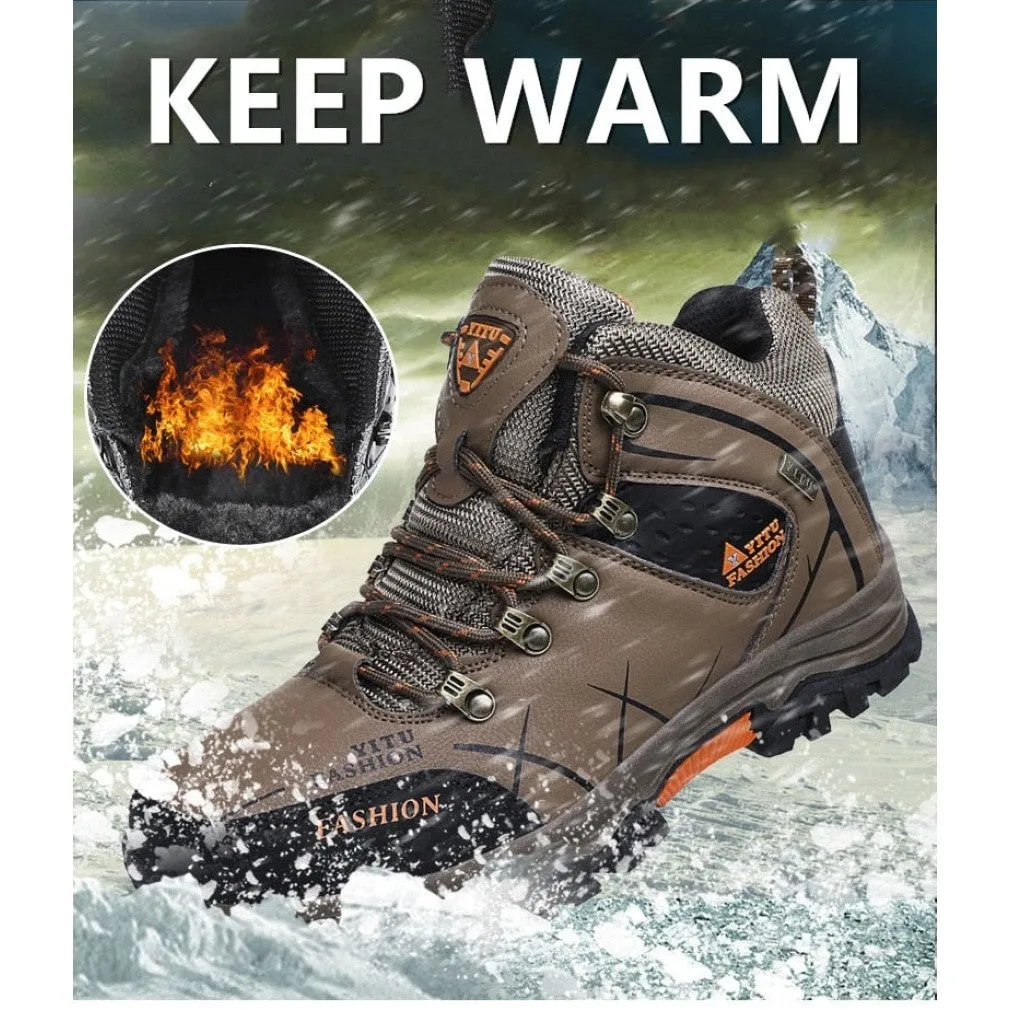 ContiNent 33 Men Winter Snow Boots Waterproof Leather Sneakers Super  Warm Men's Boots Outdoor Male Hiking Boots Work Shoes Size 39-47