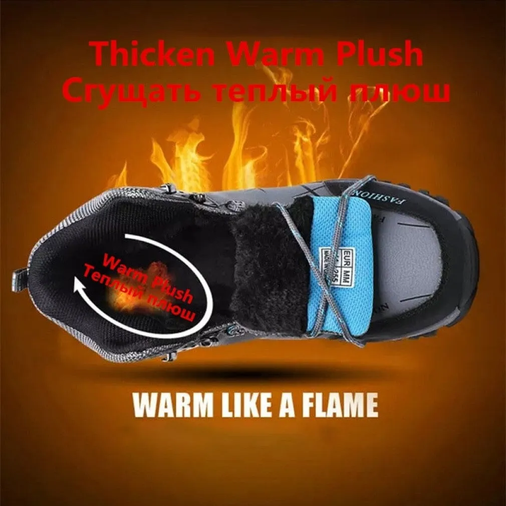 ContiNent 33 Men Winter Snow Boots Waterproof Leather Sneakers Super  Warm Men's Boots Outdoor Male Hiking Boots Work Shoes Size 39-47
