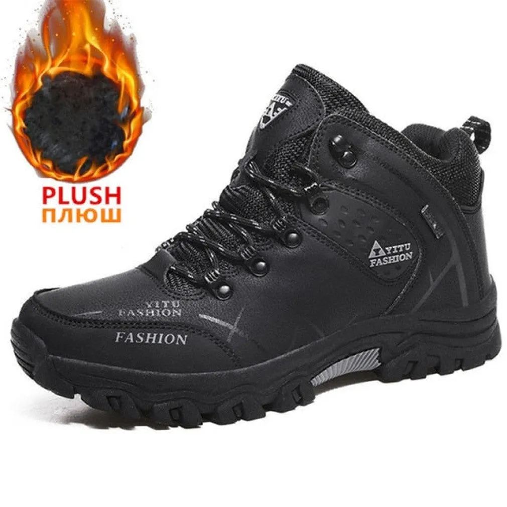ContiNent 33 Men Winter Snow Boots Waterproof Leather Sneakers Super  Warm Men's Boots Outdoor Male Hiking Boots Work Shoes Size 39-47