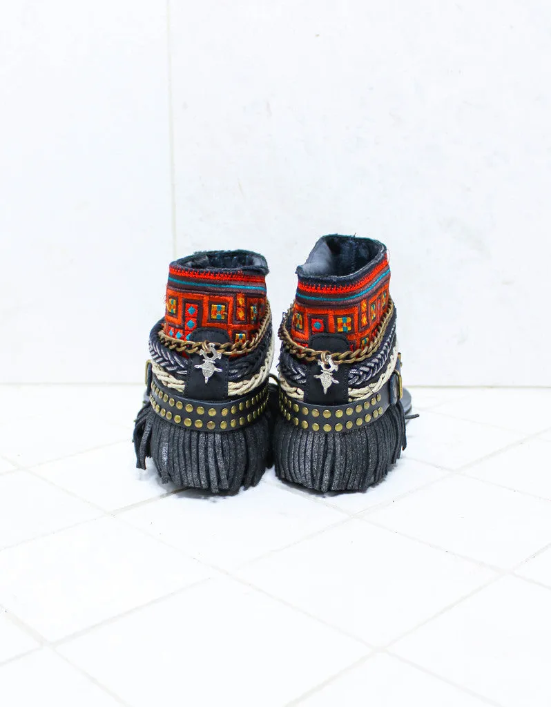 Custom Made Boho Sandals in Black | SIZE 38