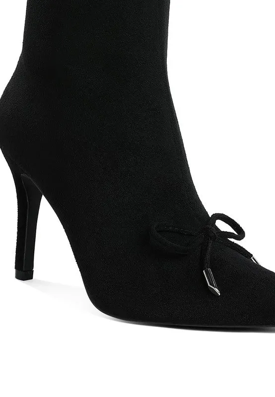 Dapers Bow Detail 3.5" Heel Ankle Boots