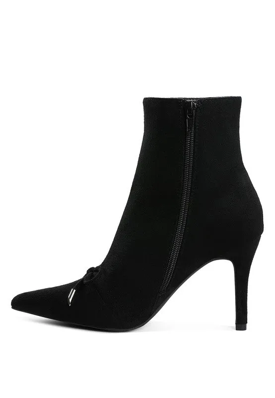 Dapers Bow Detail 3.5" Heel Ankle Boots