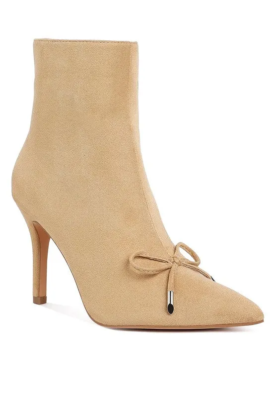 Dapers Bow Detail 3.5" Heel Ankle Boots