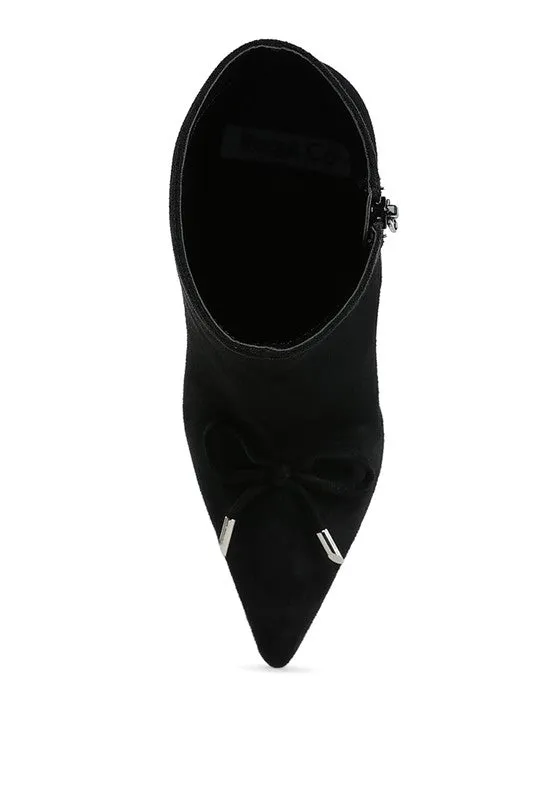 Dapers Bow Detail 3.5" Heel Ankle Boots