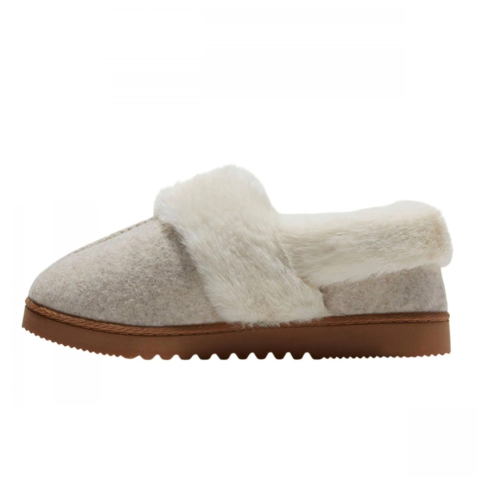 Dluxe By Dearfoams Womens June Felted Closed Back Slippers Oatmeal Gray M (7-8)
