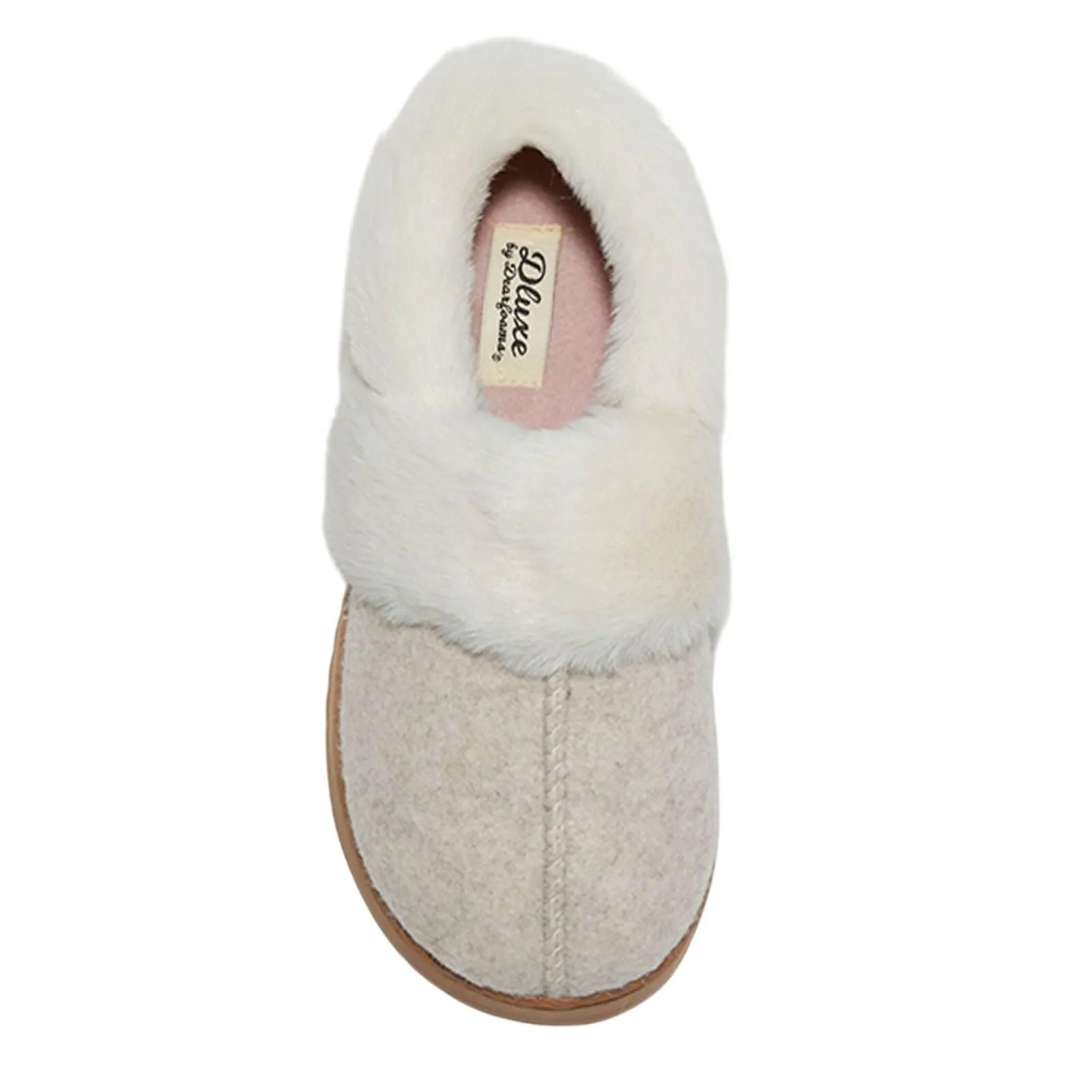 Dluxe By Dearfoams Womens June Felted Closed Back Slippers Oatmeal Gray M (7-8)