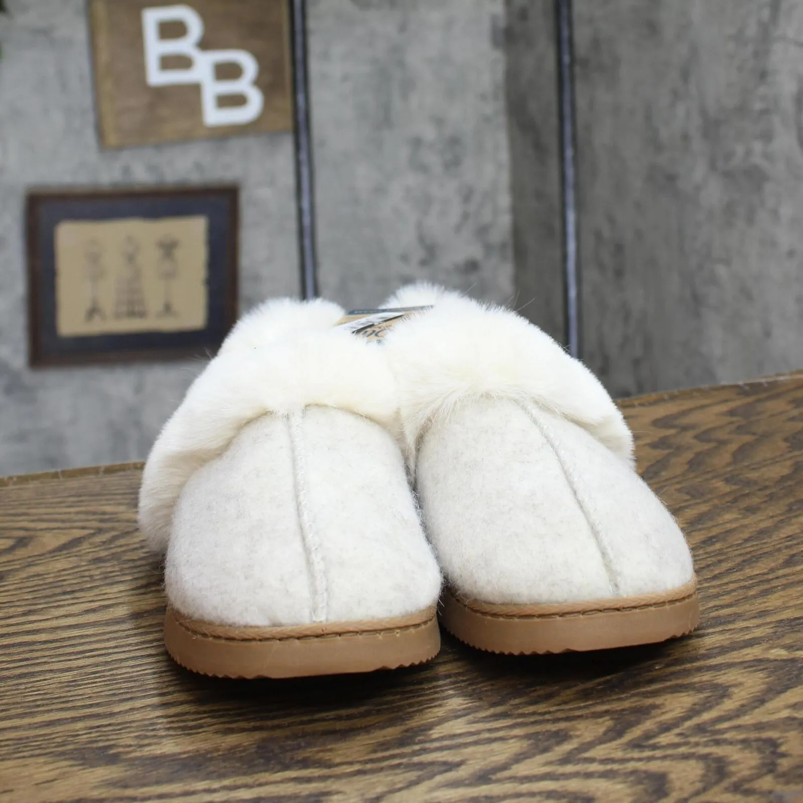 Dluxe By Dearfoams Womens June Felted Closed Back Slippers Oatmeal Gray M (7-8)