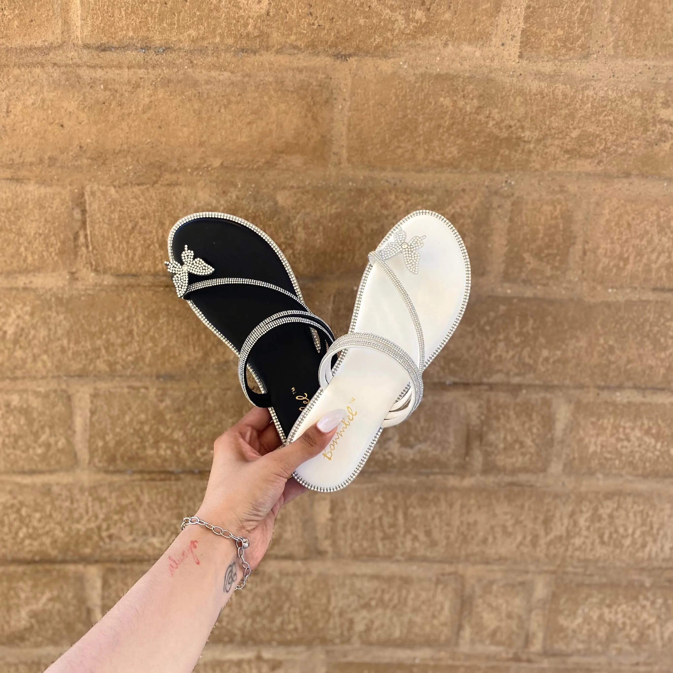 Elizabeth Butterfly Sandals (White)