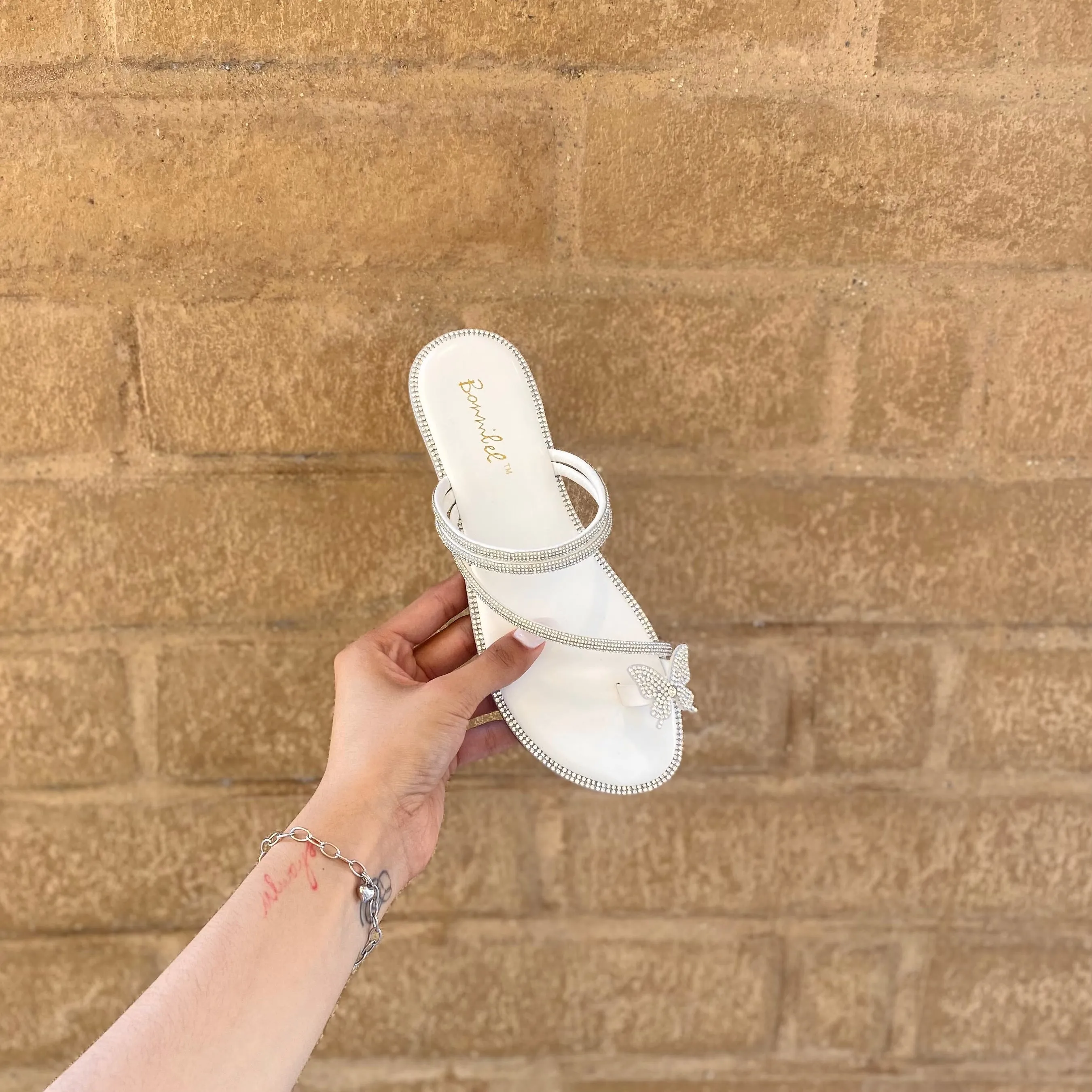 Elizabeth Butterfly Sandals (White)