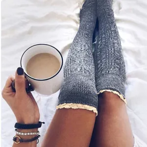 Fashion Ladies Knee High Lace Socks