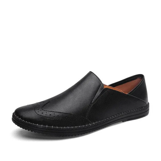 Fashion Men Casual Leather Shoes Large Size Comfortable Manual Lazy Driving Shoes New Office Luxury Men Loafers