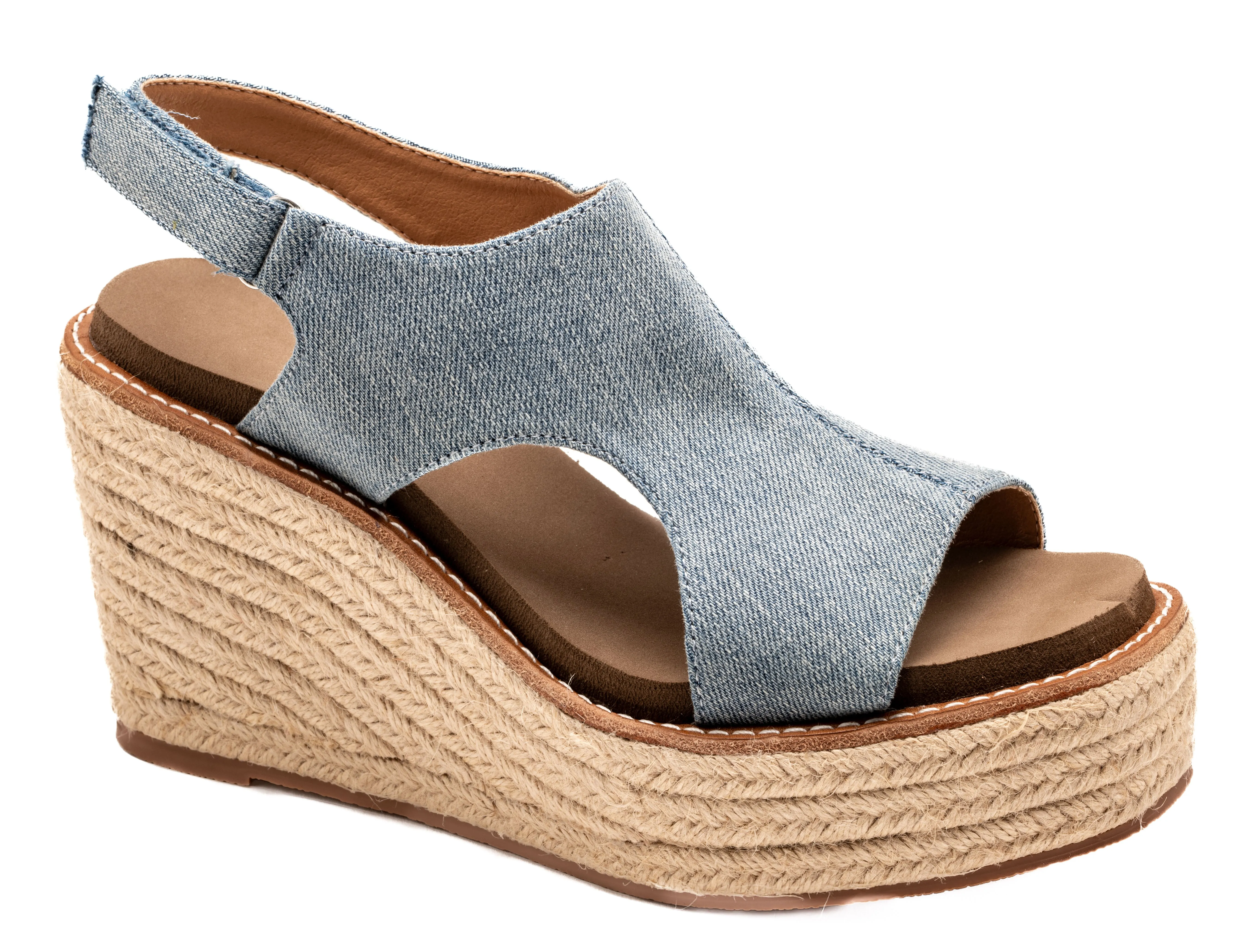 Freddie Braided Wedge Cooshy Heeled Sandals w Velcro Closure