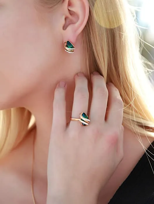 Green Emerald Birthstone Earring