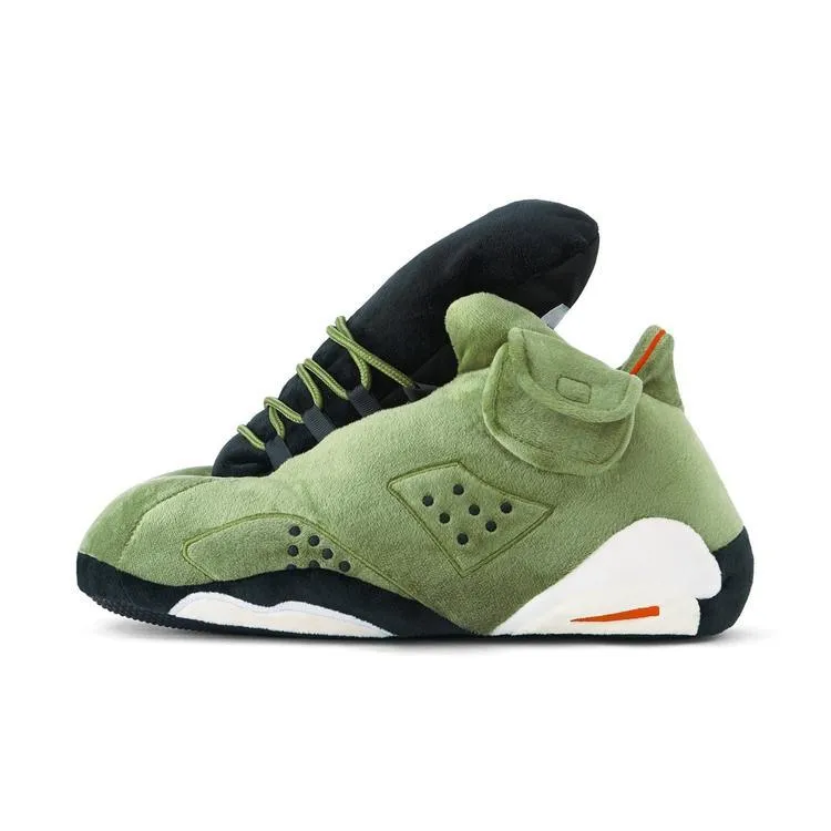 Green Plush Sneaker Slippers – Lightweight and Warm Design