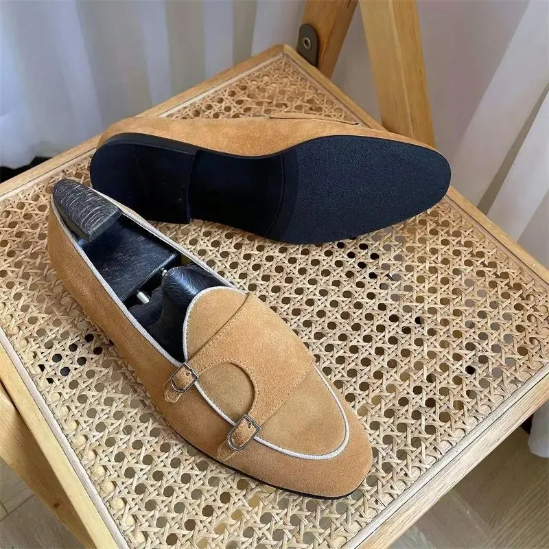 Handmade Men's Monk Strap Loafers