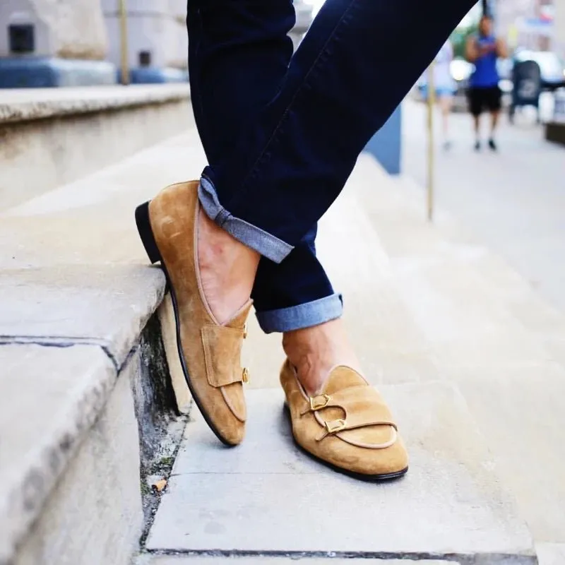 Handmade Men's Monk Strap Loafers