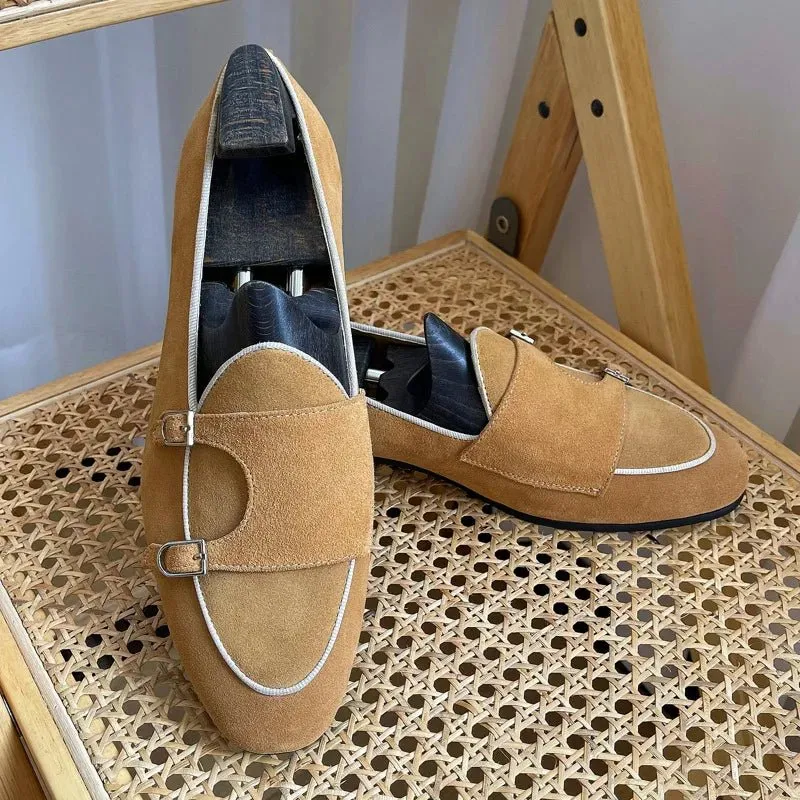 Handmade Men's Monk Strap Loafers