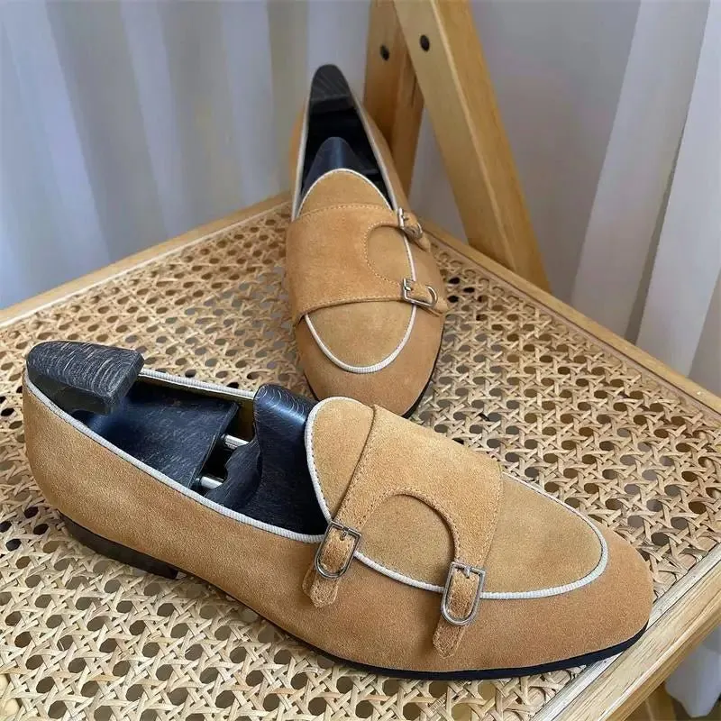 Handmade Men's Monk Strap Loafers